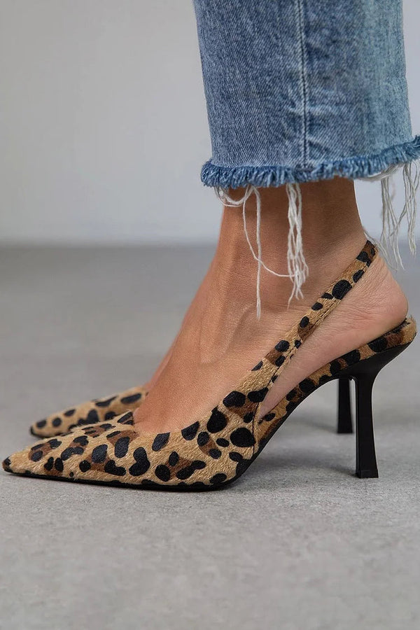 Ambra™ | Tacones de estampado de leopardo y tira trasera