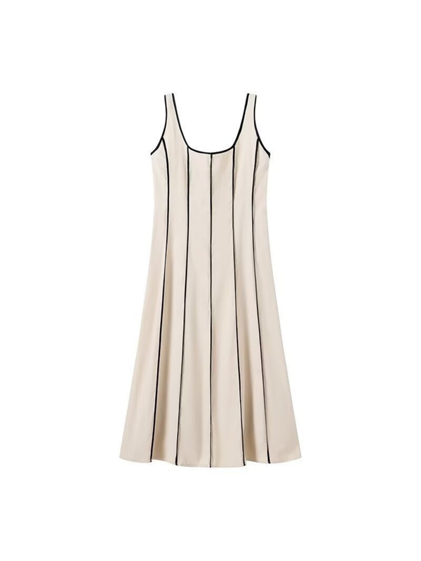 Vestido de Tirantes a Rayas con Silueta Ajustada