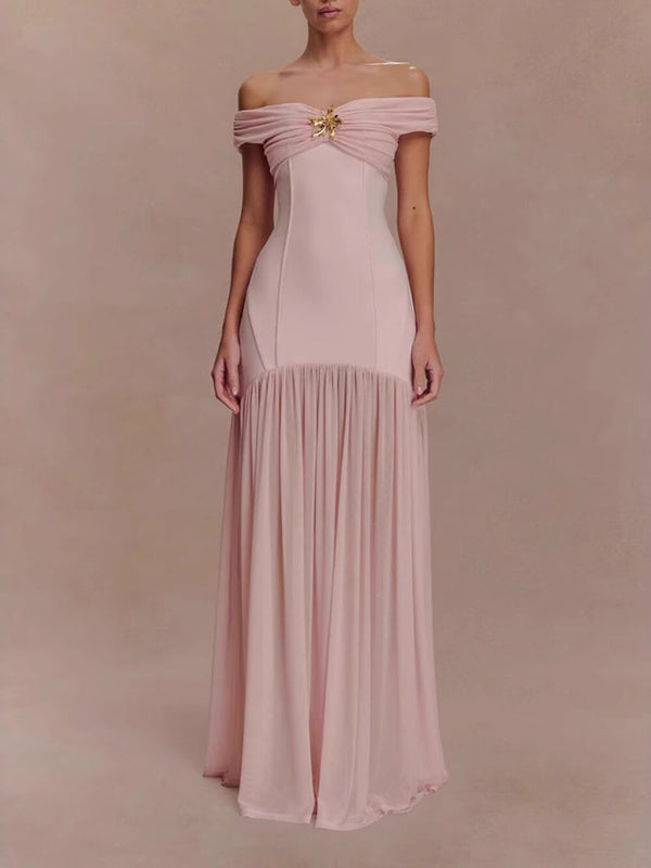 Vestido Maxi Bodycon Sin Mangas con Adornos Florales Elegantes