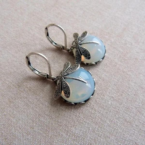 Pendientes Libélula de Plata 925 con Cristal Blanco