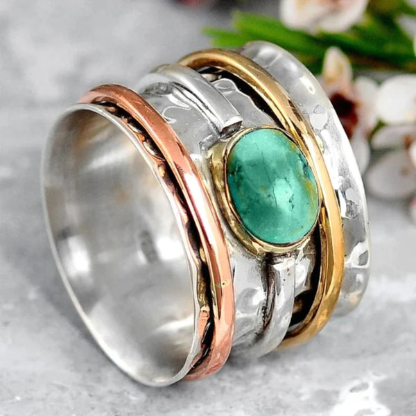 Coco - Anillo vintage de oro y plata con turquesa