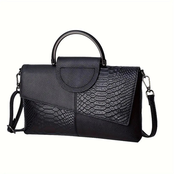 Bolso de Lujo con Relieve de Cocodrilo Celeste