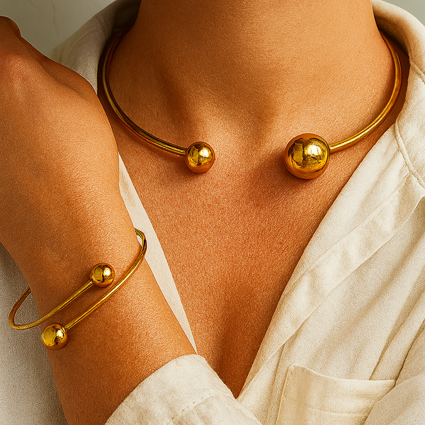 Conjunto de Collar y Pulsera Minimalista Brillante