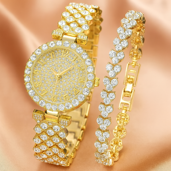 Conjunto de Reloj y Pulsera Luxe Radiance Gold