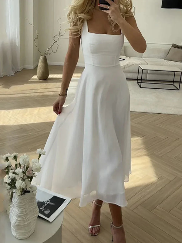 Vestido Largo de Tirantes Elegante y Sólido