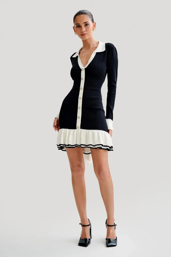 Vestido Mini de Punto con Volantes