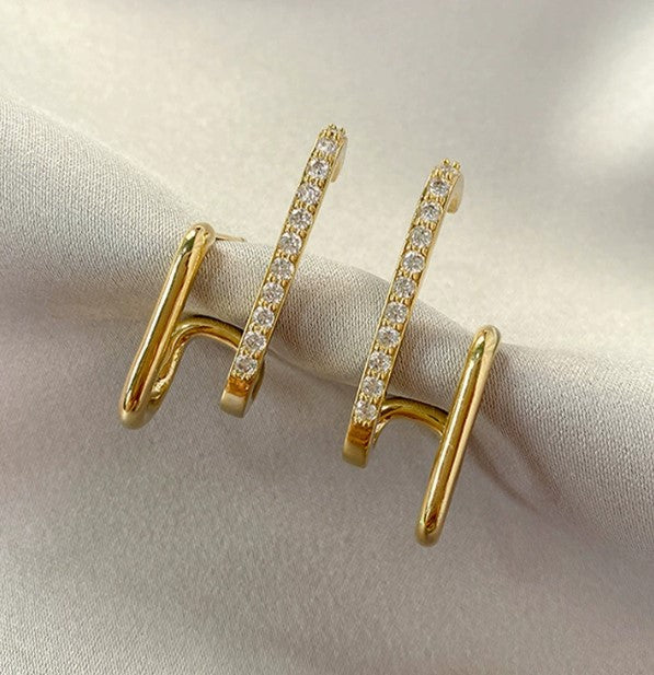 Pendientes de Oro de 18K con Cristales en Garra