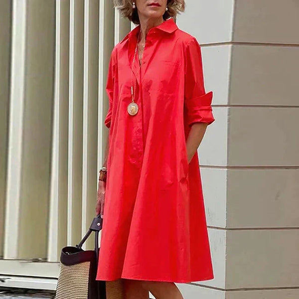 Clara | Vestido Midi Retro con Cuello y Elegante Corte A