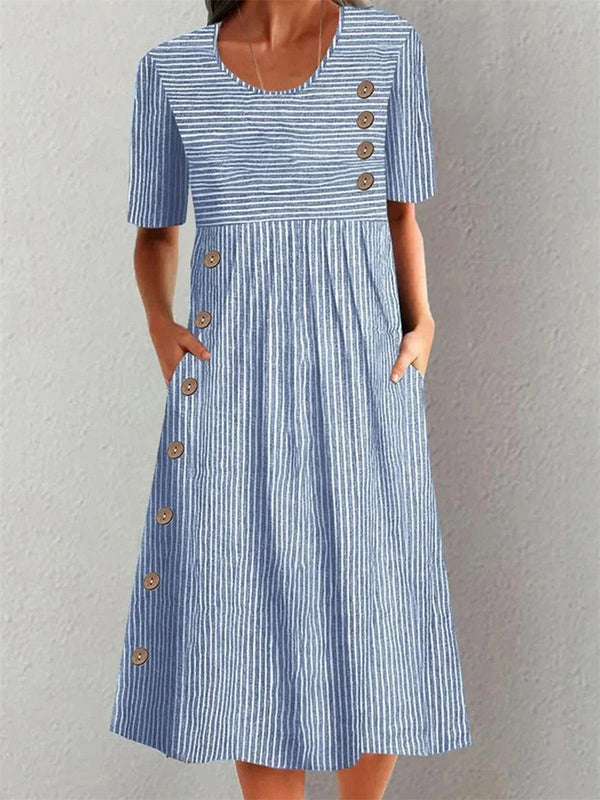 Renée | Vestido midi a rayas con corte elegante