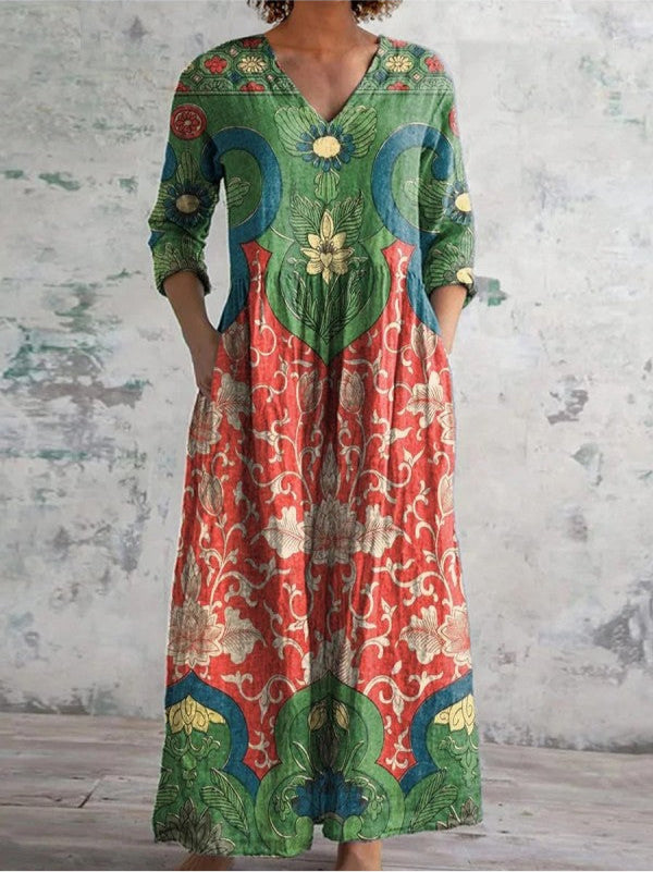 Celestine | Vestido maxi con estampado de flores vintage