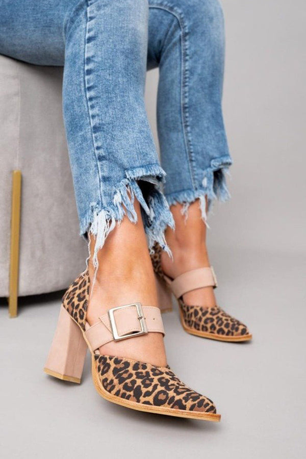 Selveta | Sandalias de ante leopardo con tacón estable