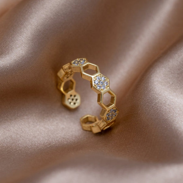 Abeille - Anillo de oro y cristal