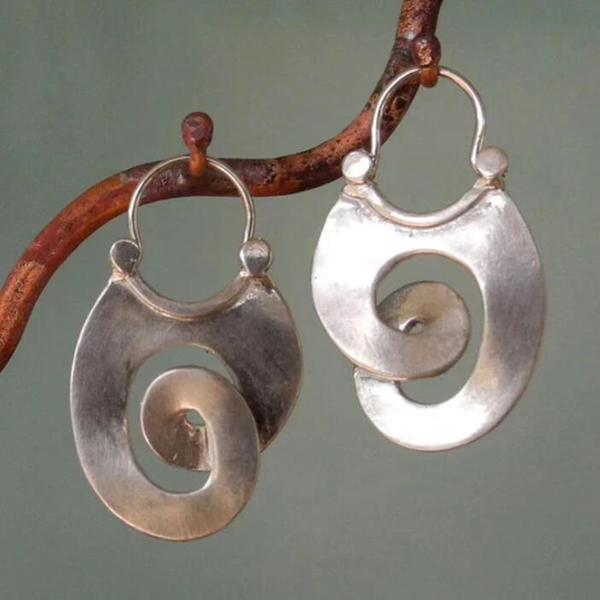Pendientes vintage espiral de plata