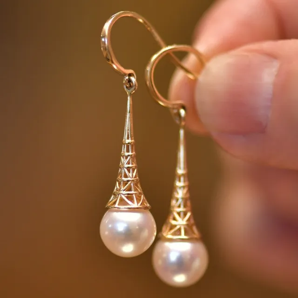 Pendientes con Perla Oro Vintage