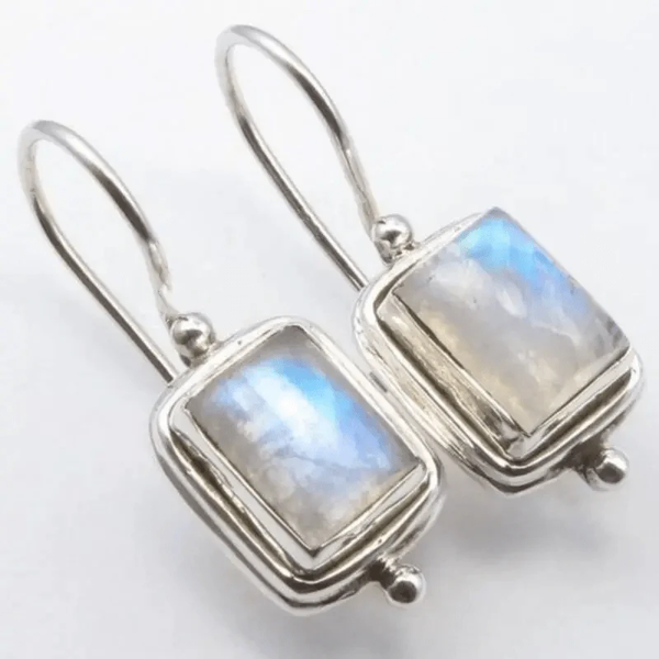Pendientes Vintage con Piedra Cuadrada de Luna