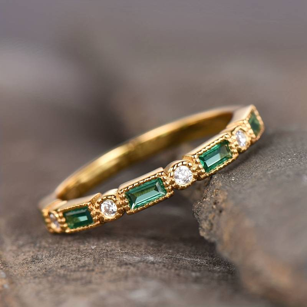 Alex - Anillo de oro con zirconia verde