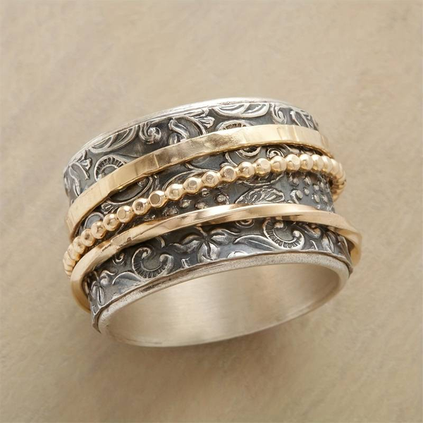 Anillo Antiguo de Oro y Plata Vintage