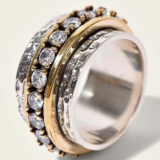 Anillo de Oro y Plata Vintage con Zirconia