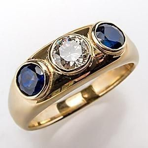 Anillo de oro con zirconia cúbica en vidrio vintage azul