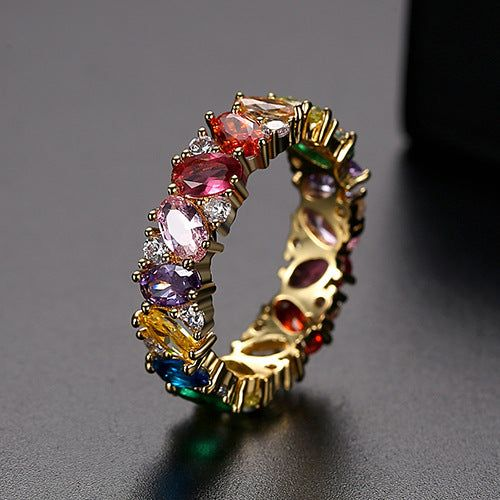 Anillo vintage en zirconia de colores